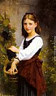 Famous Basket Paintings - A Young Girl Holding a Basket of Grapes